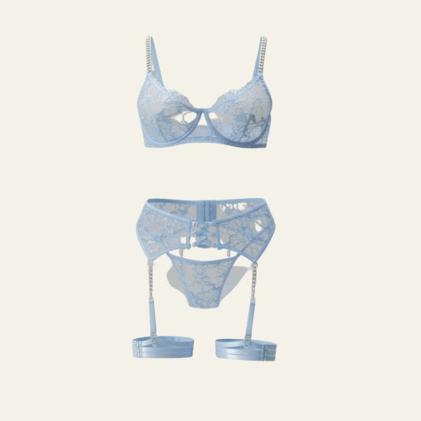 The Jade Chain-Detail Lace Lingerie Set