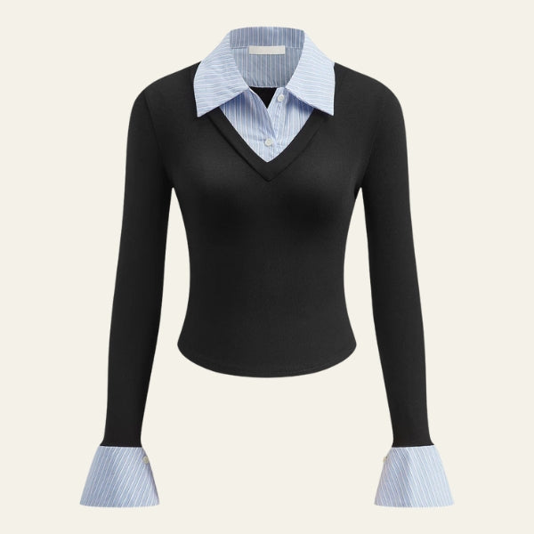 The Verona Layered-Collar Knit Top