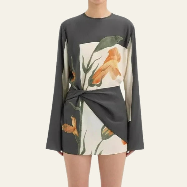 The Amalfi Floral Draped Silk Mini Dress