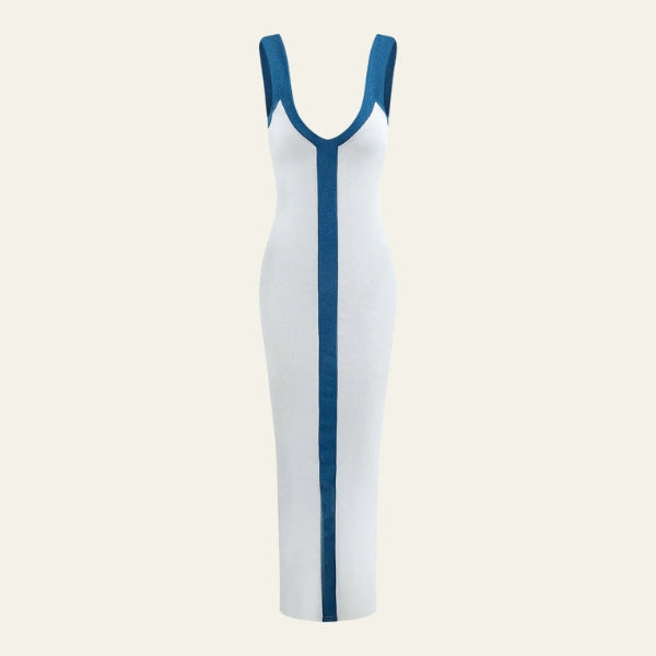 The Portofino Contrast-Panel Knit Maxi Dress