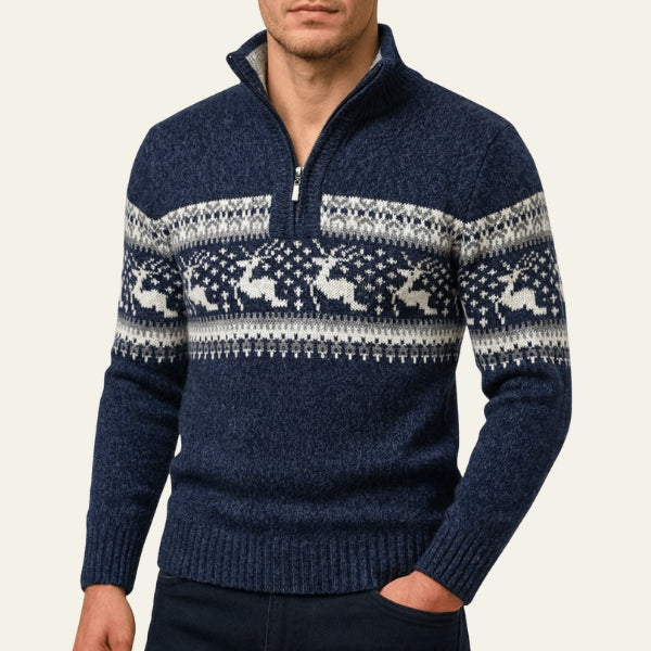 The Nordic Pattern Quarter-Zip Knit