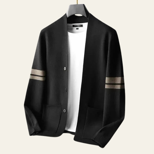 The Kyoto Stripe-Sleeve Knit Cardigan