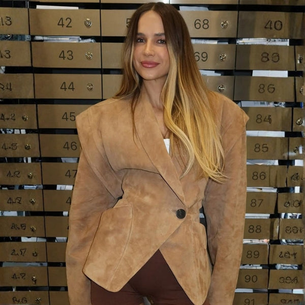 The Aspen Draped-Shoulder Wrap Blazer