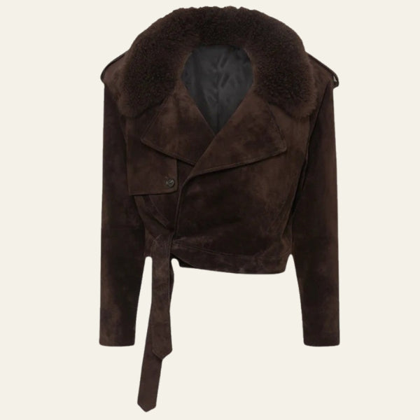 The Aspen Cropped Plush-Collar Jacket