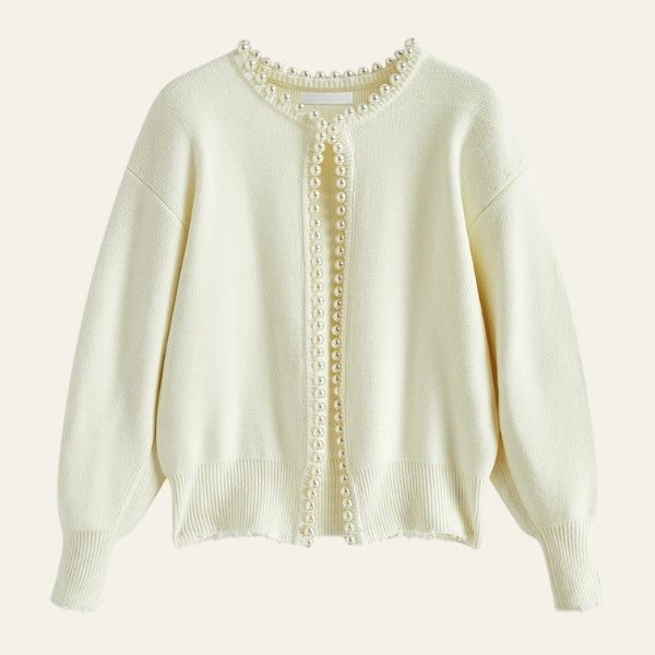 The Monaco Pearl-Trim Knit Cardigan