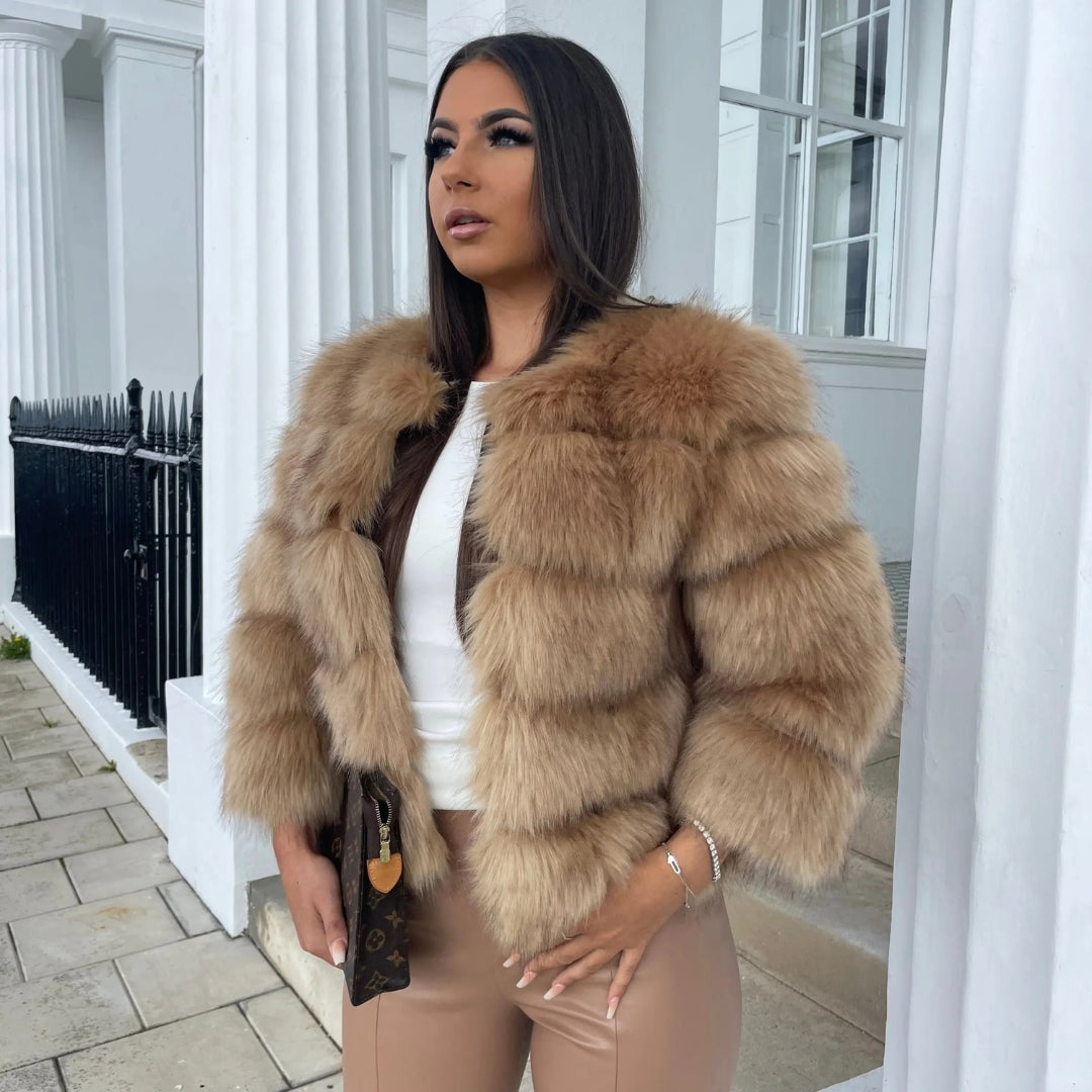 The Vienna Plush-Fur Cropped Jacket