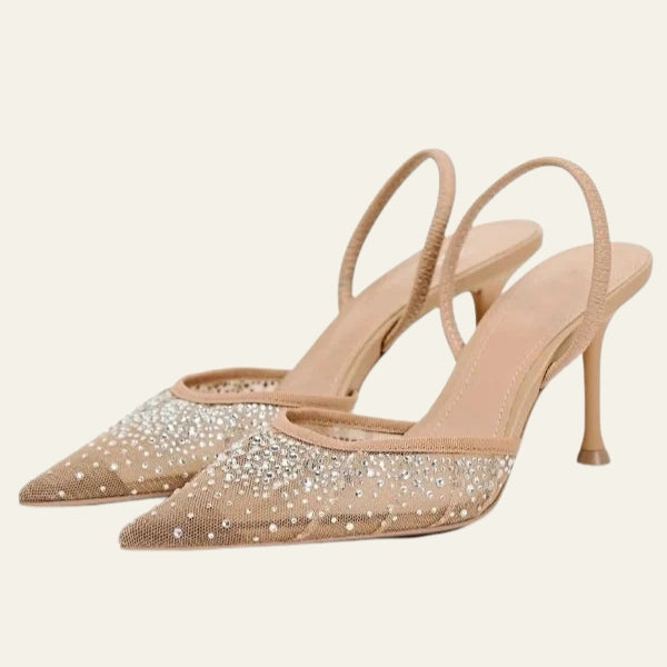 The Capri Mesh-Crystal Heels