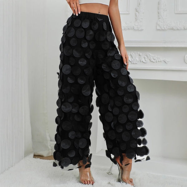 The Riviera Disc-Appliqué Wide-Leg Pants