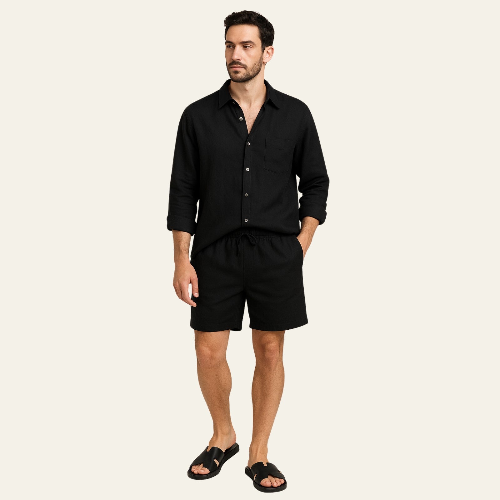The Solstice Linen Set Black
