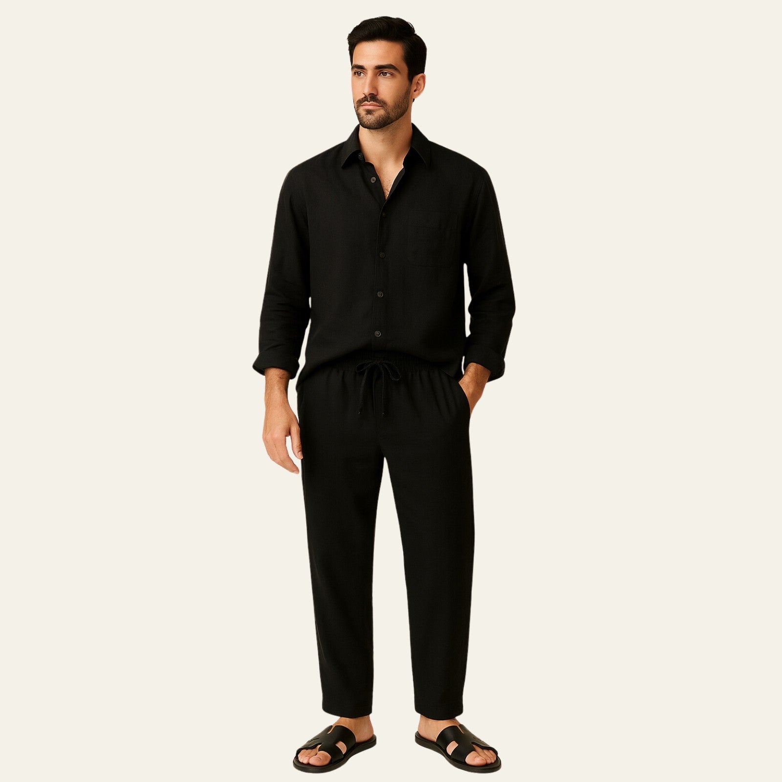 The Atlas Linen Set Black