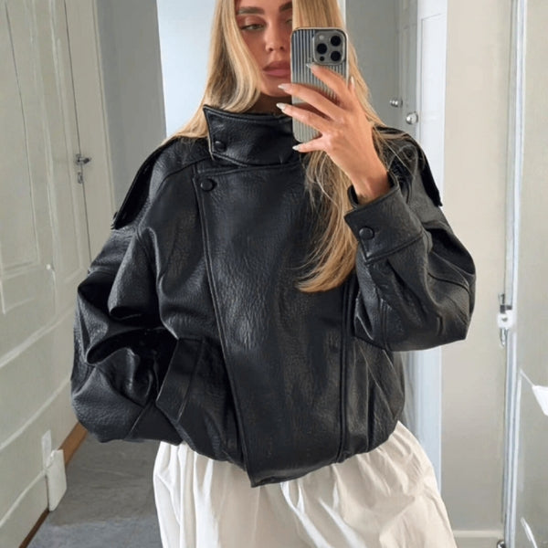 The Lucille Asymmetrical Leather Jacket