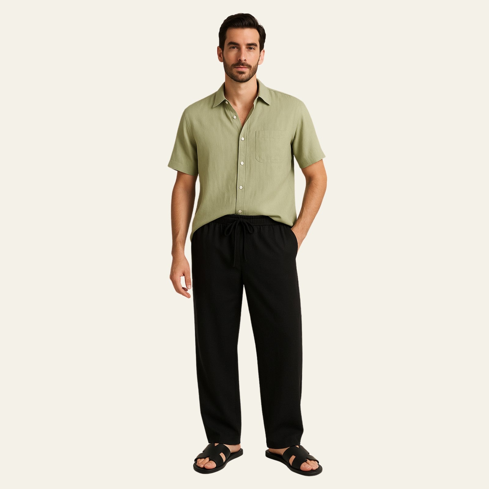 The Provençal Linen Set Black