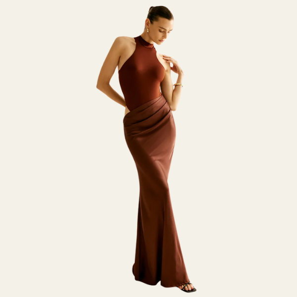 The Madrid Draped Evening Maxi Dress