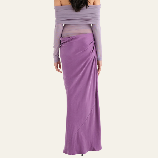 The Geneva Off-Shoulder Draped Evening Maxi Dress