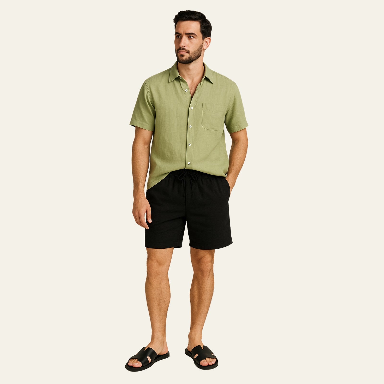 The Riviera Linen Set Black