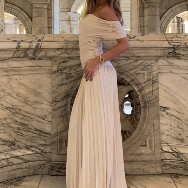 The Amalfi Rayon Off-Shoulder Maxi Dress