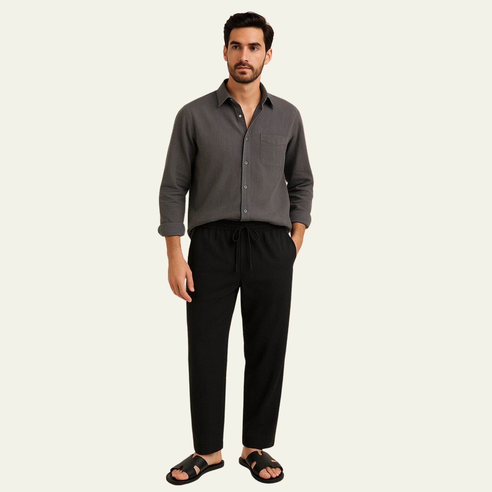 The Atlas Linen Set Black