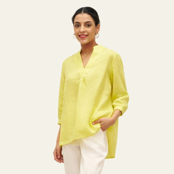 The Santorini Split-Neck Eco-Linen Shirt