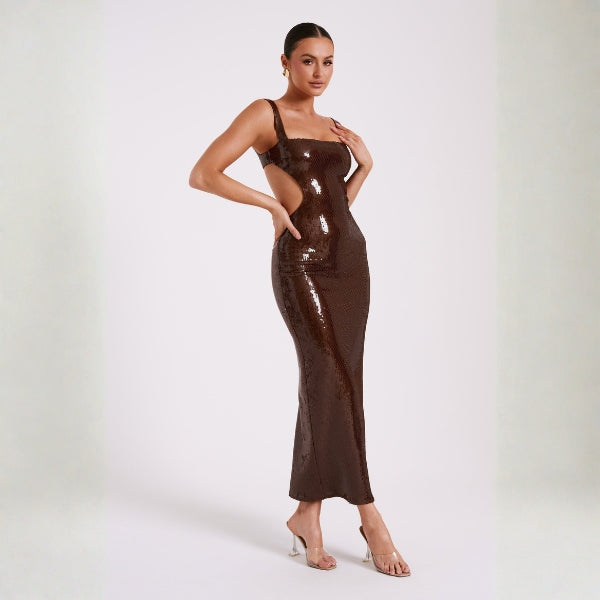 The Capri Cutout-Sequin Maxi Dress