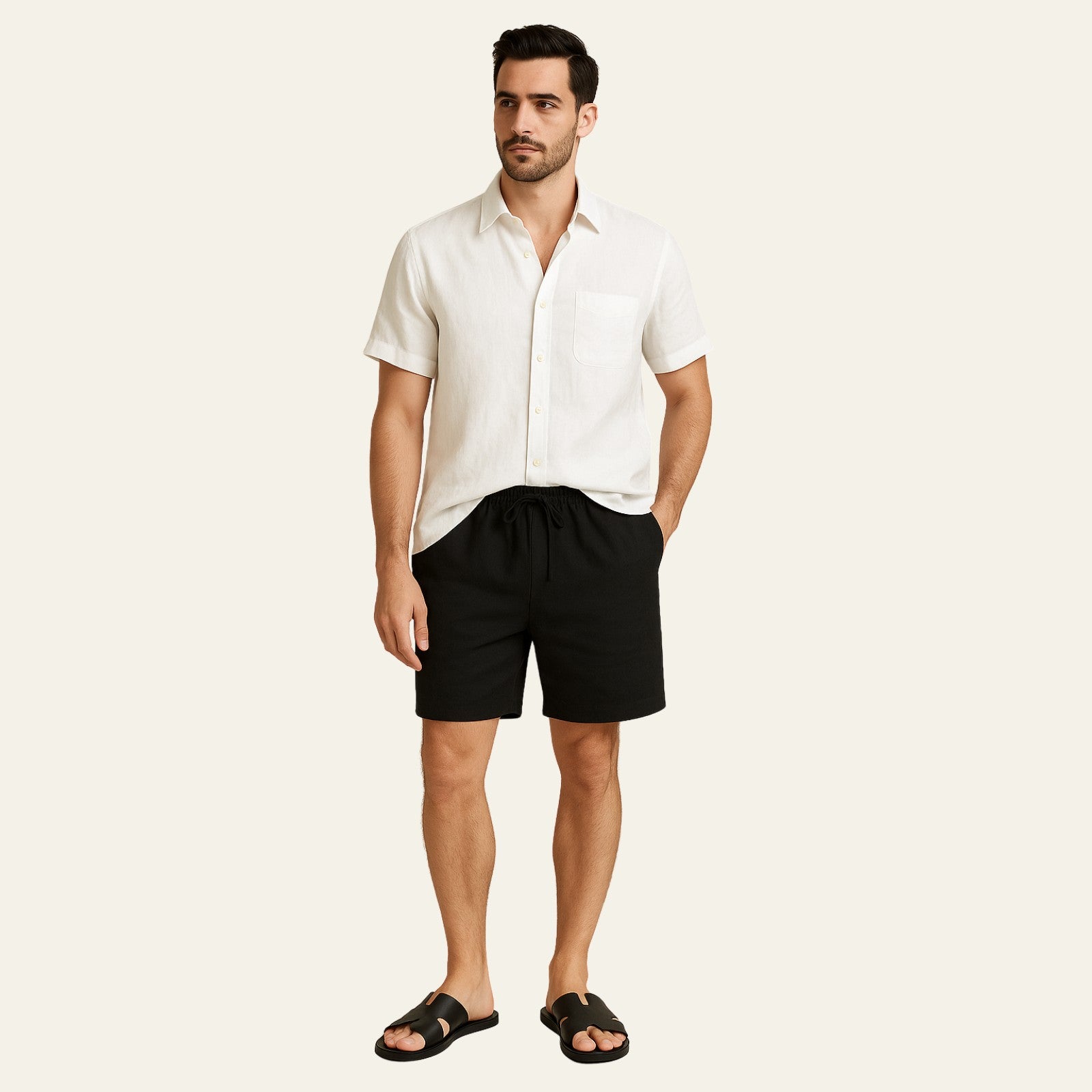 The Riviera Linen Set Black