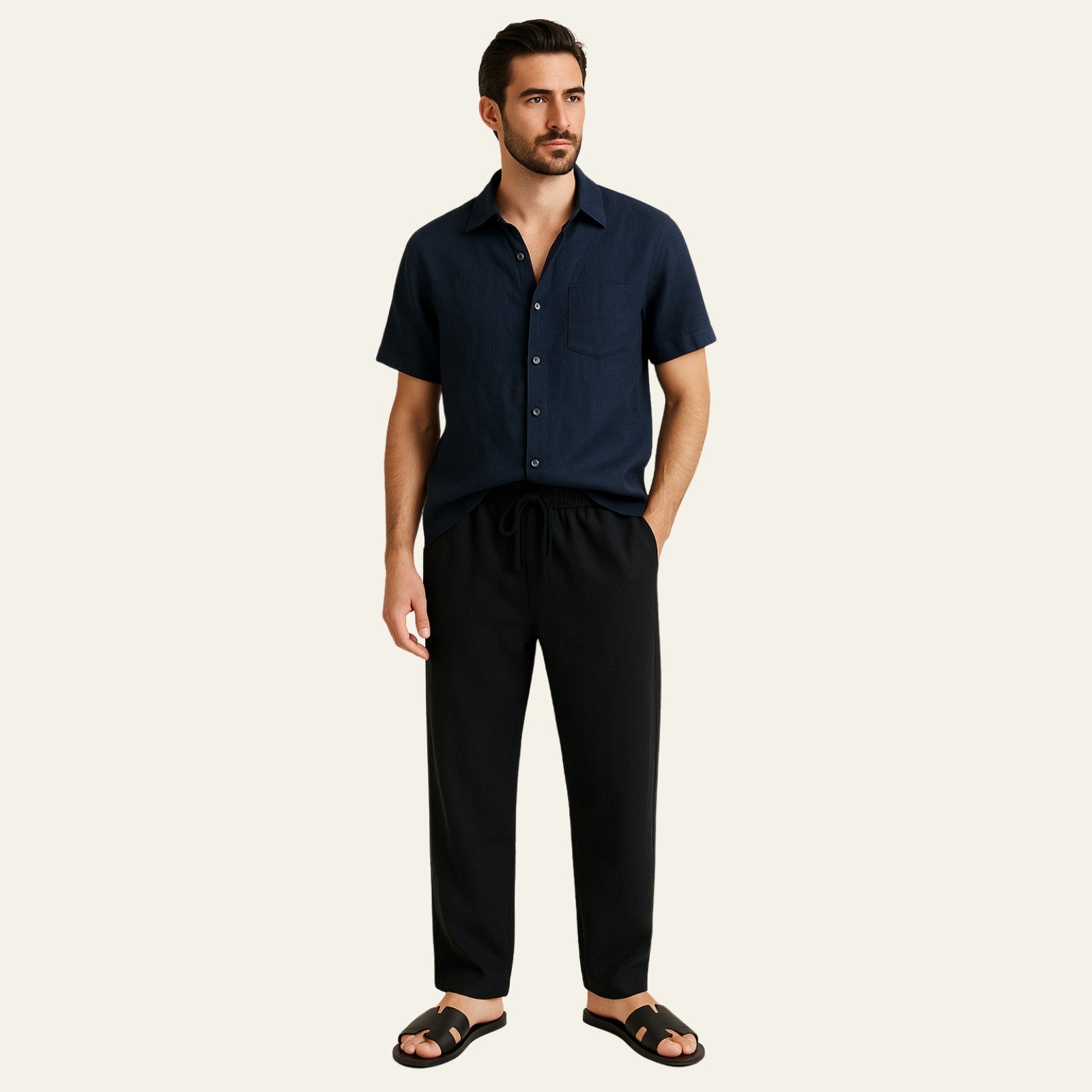 The Provençal Linen Set Black