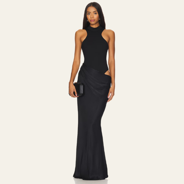 The Madrid Draped Evening Maxi Dress