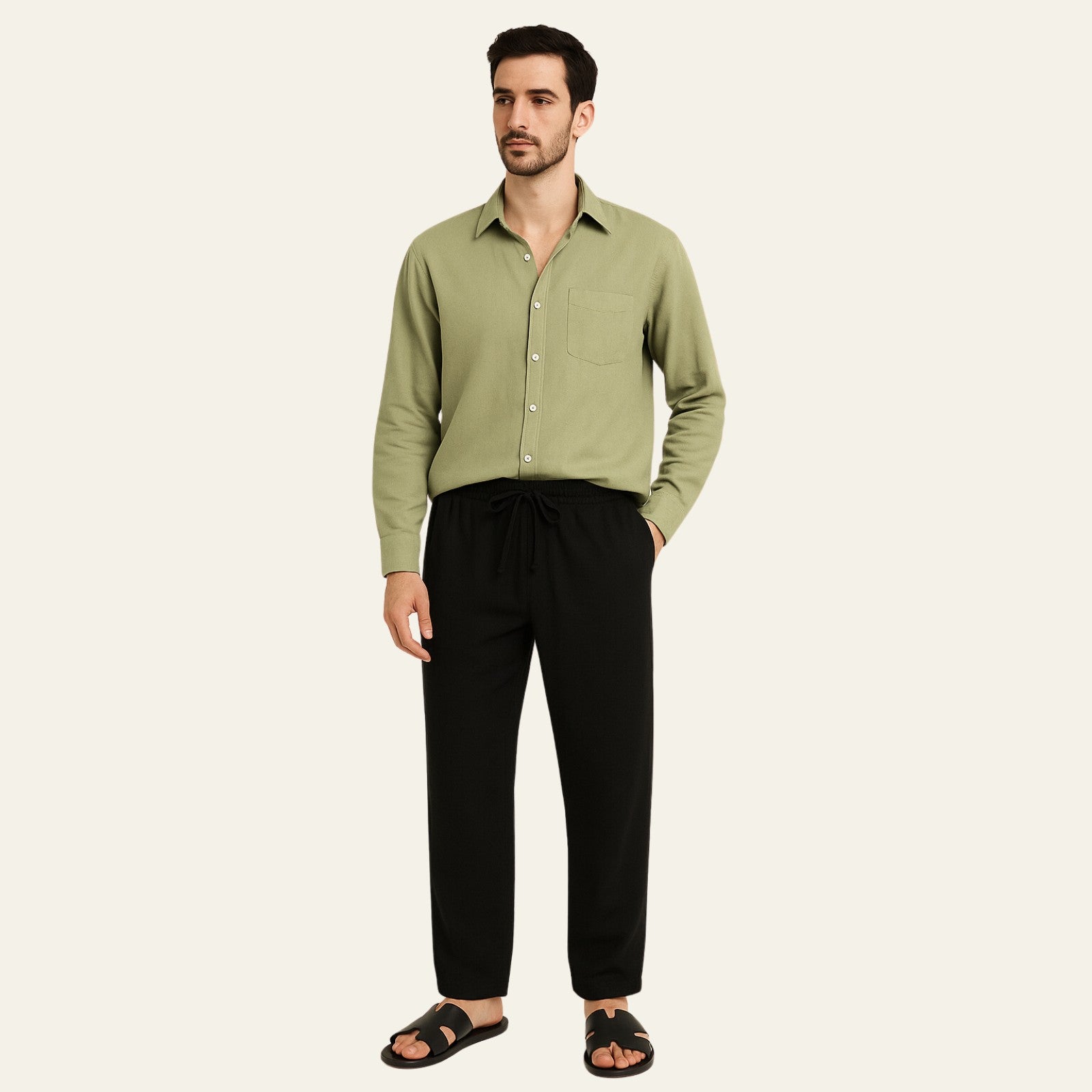 The Atlas Linen Set Black