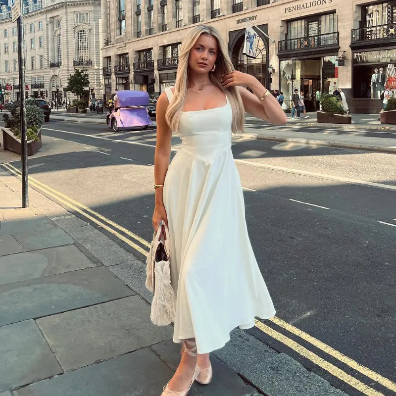 The Valencia Square-Neck Midi Dress