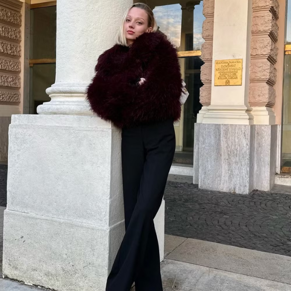 The Bordeaux Faux Fur Cropped Jacket