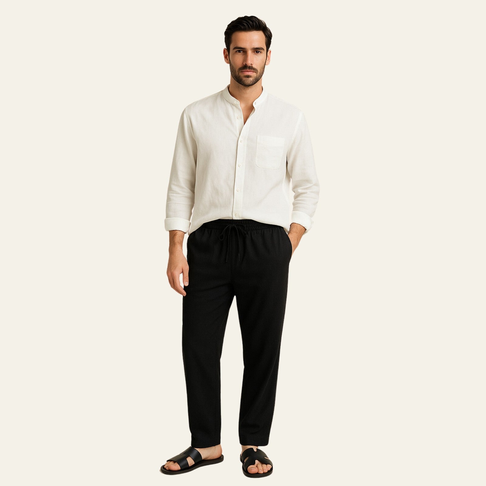 The Atlas Linen Set Black