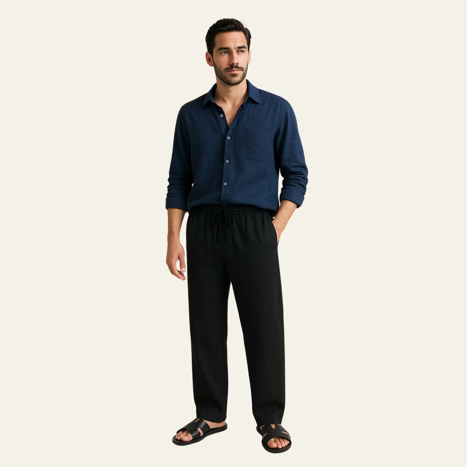 The Atlas Linen Set Black