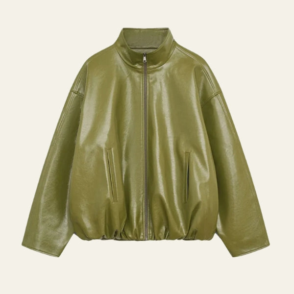 The Soho Zip-Front Leather Bomber Jacket