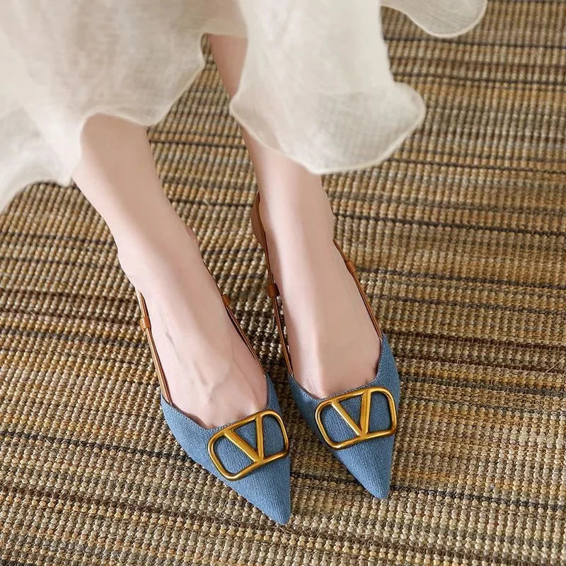 The Riviera Buckle Slingback Heels