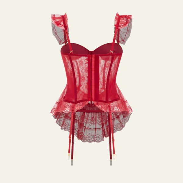 The Verona Ruffled Lace Thong Set
