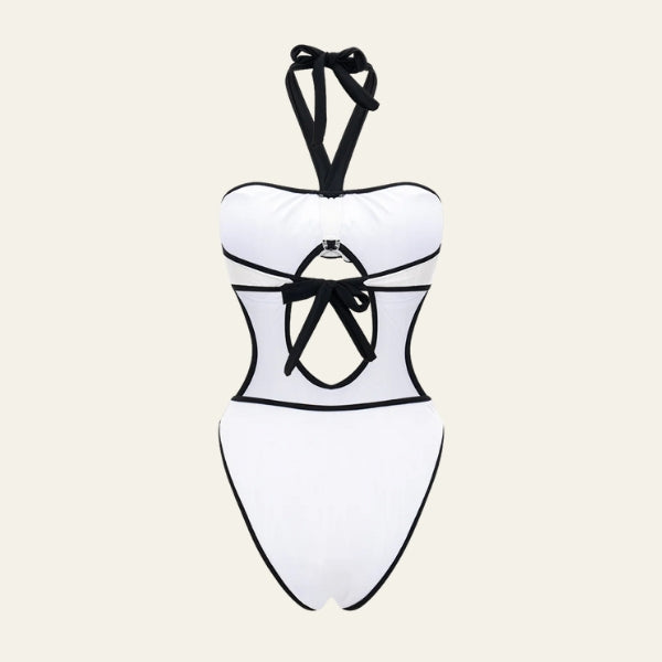 The Riviera Rose-Detail Halter Swimsuit