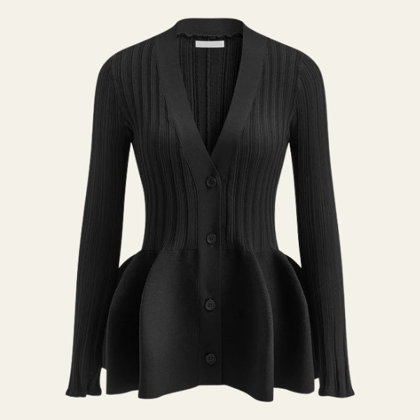 The Rome Peplum Ribbed Knit Cardigan