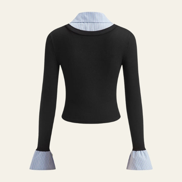 The Verona Layered-Collar Knit Top