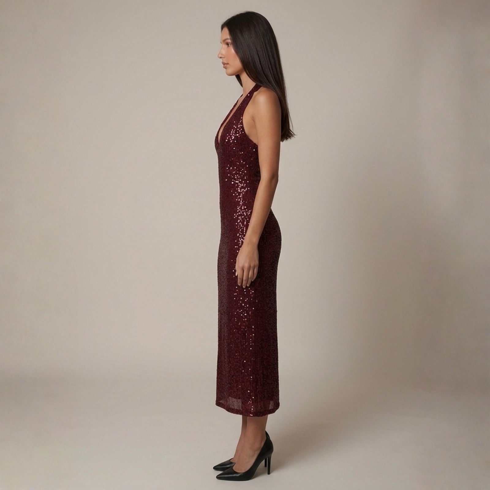 The Starlight Sequin Halter Dress