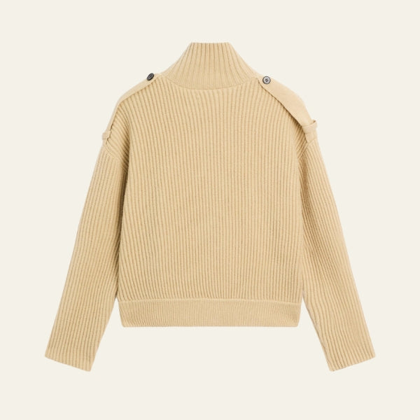 The Vienna Button-High Neck Wool Cardigan