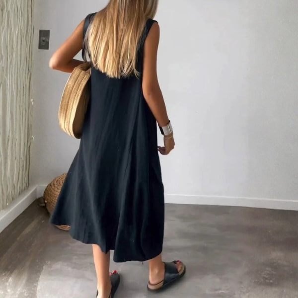 The Capri Textured Sleeveless Midi Dress