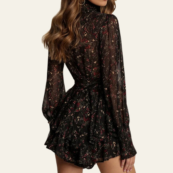 The Vienna High-Neck Tiered Mini Dress
