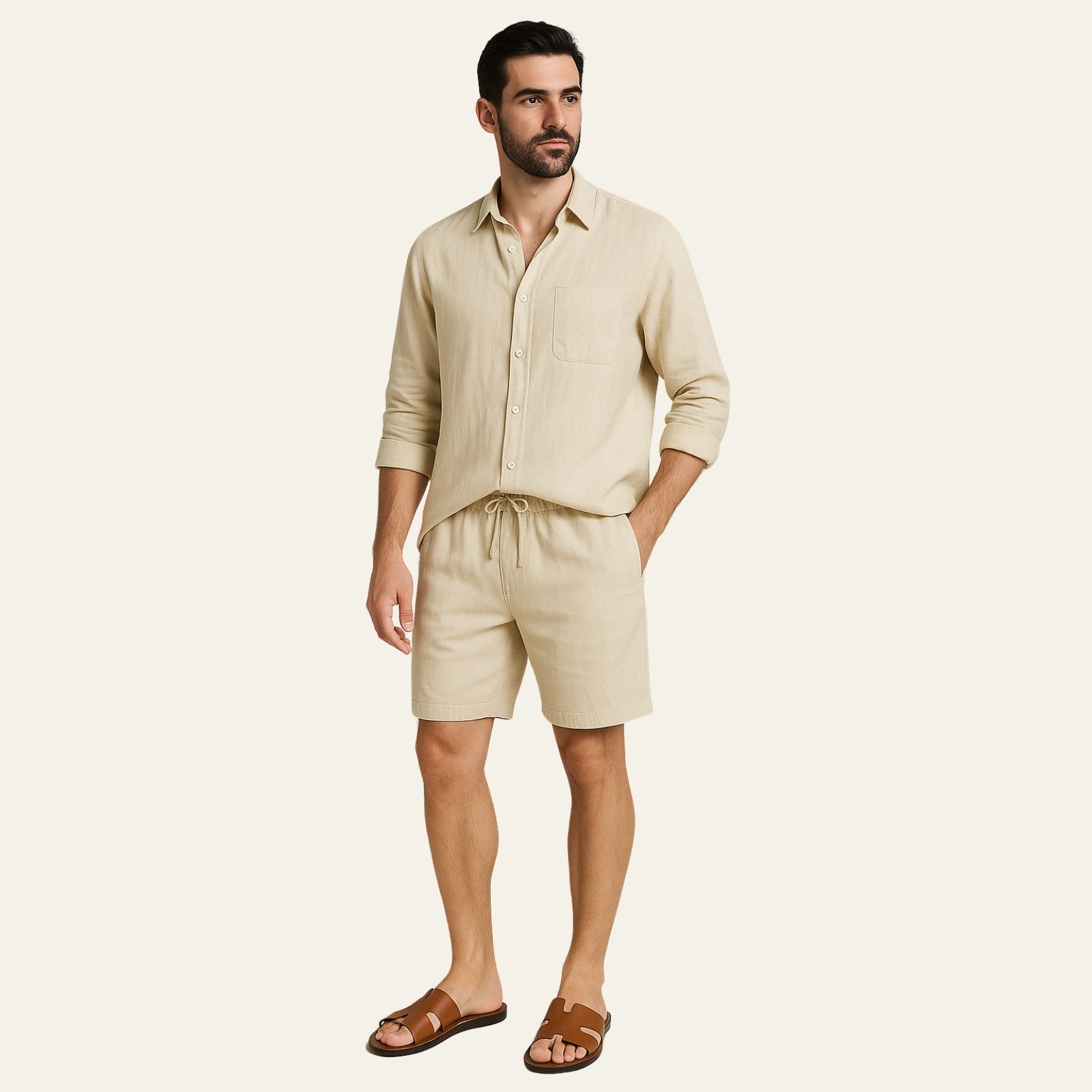 The Solstice Linen Set Beige