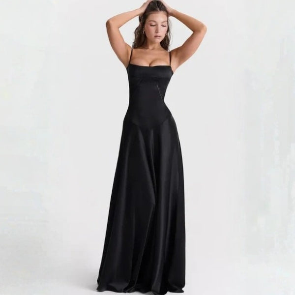 The Mirrorcurve Satin-Finish Maxi Dress