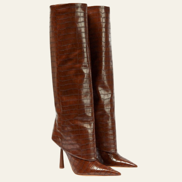 The Verona Croc Embossed Stiletto Boot