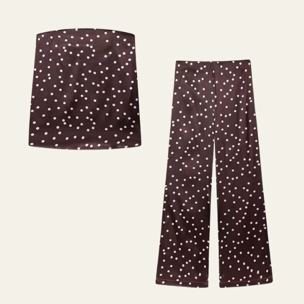 The Riviera Bandeau Satin-Finish Set