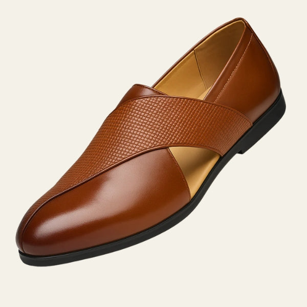 The Riviera Textured Cross-Strap Loafers