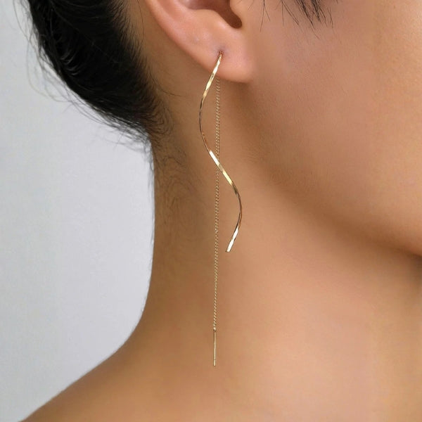 The Capri Wave Threader Drop Earrings