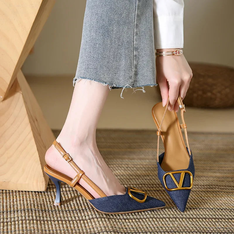 The Riviera Buckle Slingback Heels