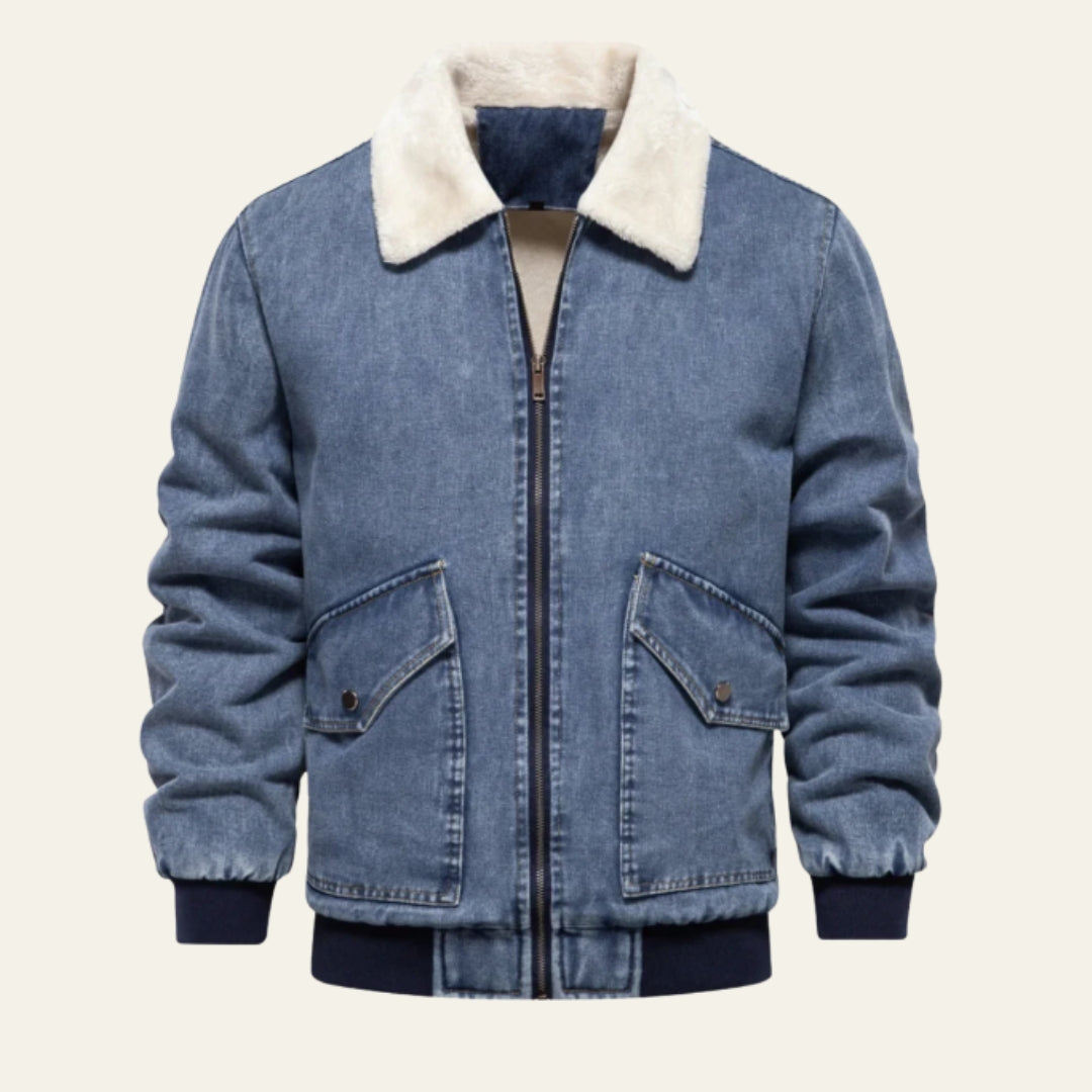 The Aspen Shearling-Collar Denim Jacket