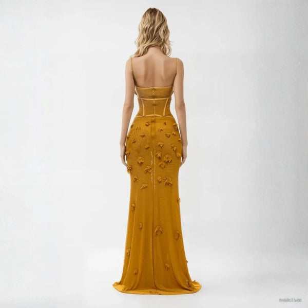The Gloofree Textured Corset Maxi Dress